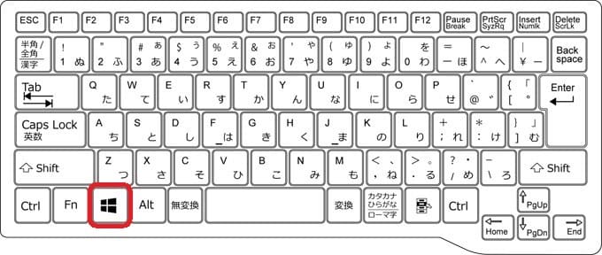 キーボード上のWindowsキーの位置